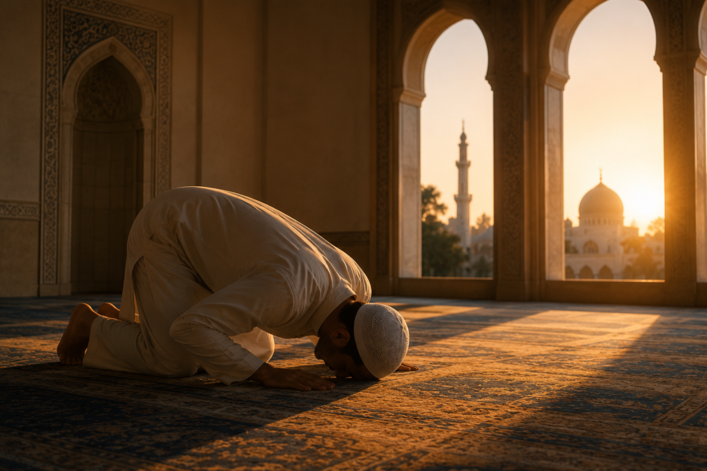 How many times a day does Islam pray? The man pray Islam